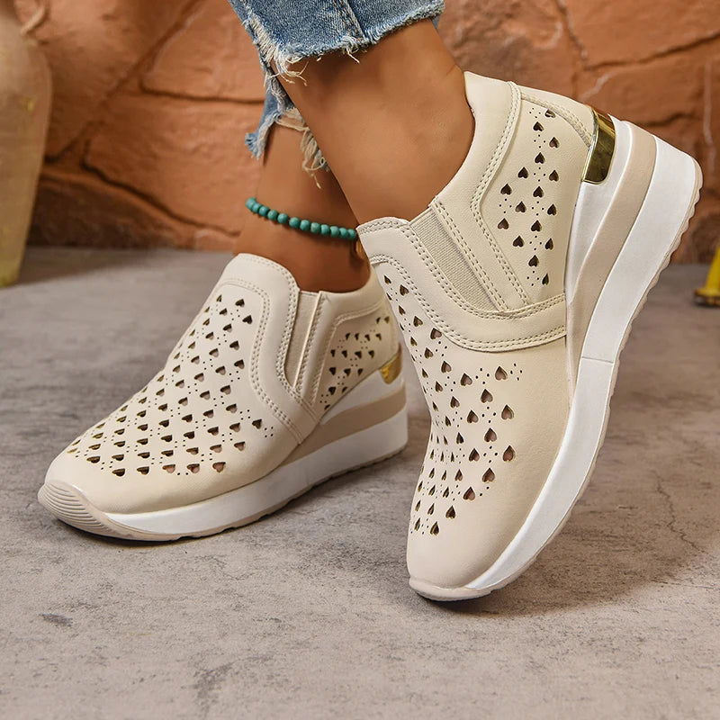 Basket orthopédique femme - Sneakers à semelle épaisse en cuir PU respirant