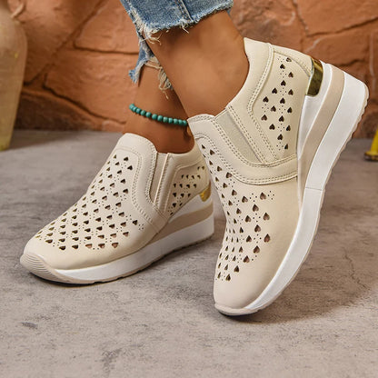 Basket orthopédique femme - Sneakers à semelle épaisse en cuir PU respirant