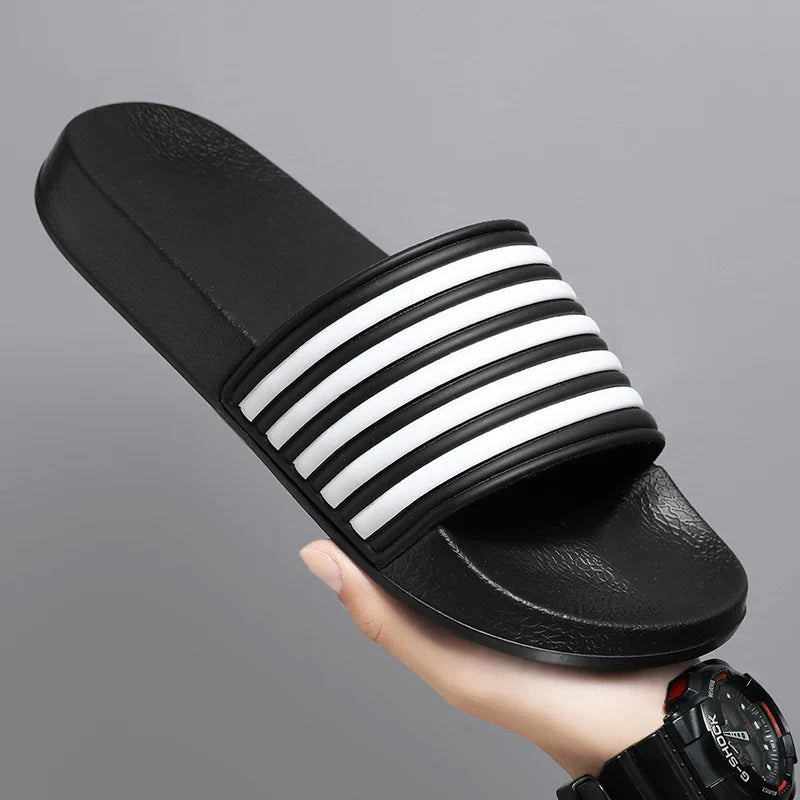 Claquette orthopédique homme style sportif à bandes - Noir / 41