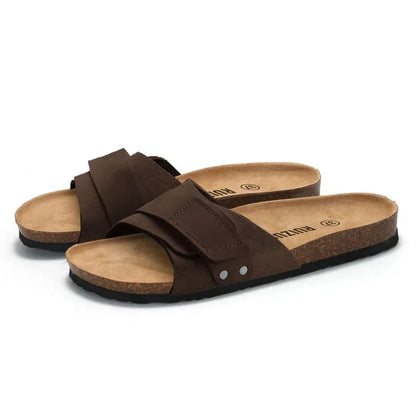 Claquette orthopédique homme en liège à scratch ajustable - Noir / 37