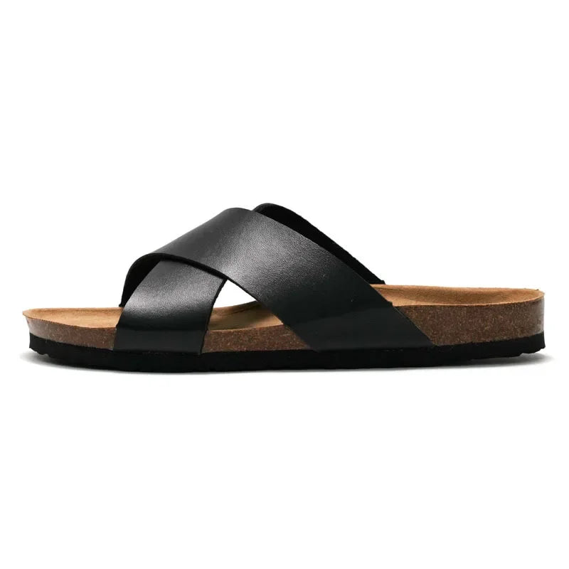 Claquette orthopédique homme à brides croisées confort - Marron foncé / 43
