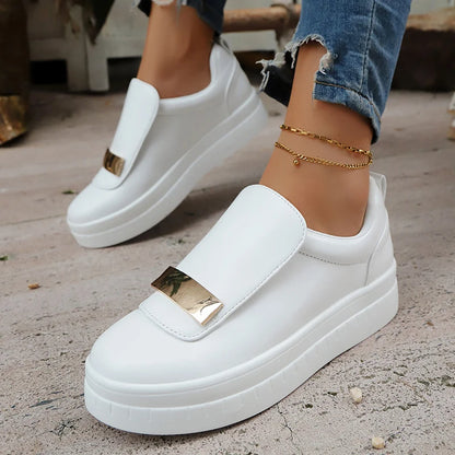 Basket orthopédique femme - Sneakers légères en cuir PU à enfiler