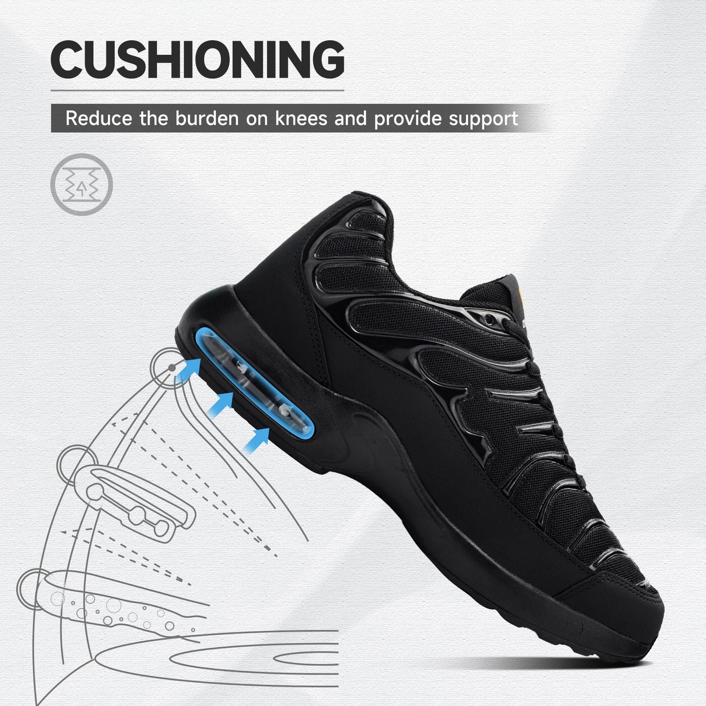 Chaussures de sécurité orthopédiques - Style Tn requin noir et confort opti - Noir / 43