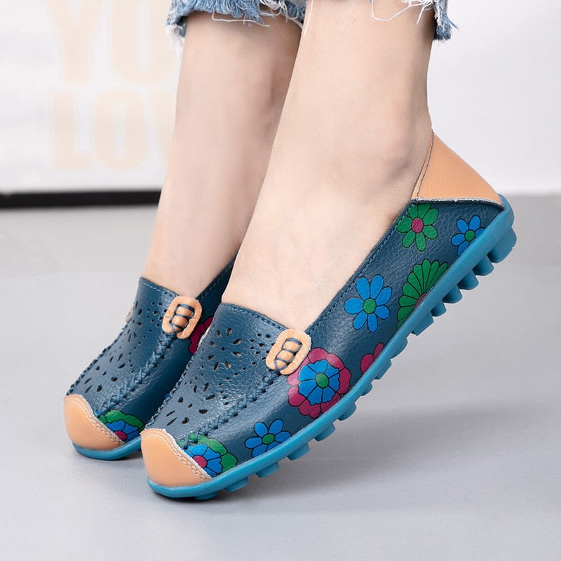 Women's Split Leather Slip-On Orthopedic Shoes - Orazia