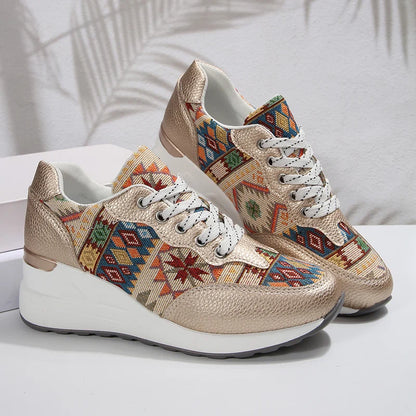 Basket orthopédique femme - Sneakers compensées légères à motif géométrique
