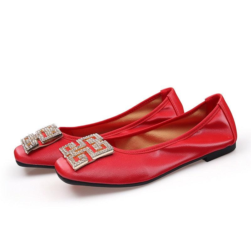 Chaussures Plates Femme En Cuir Synthétique - Confortables Et Décontractées Blocage Couleurs