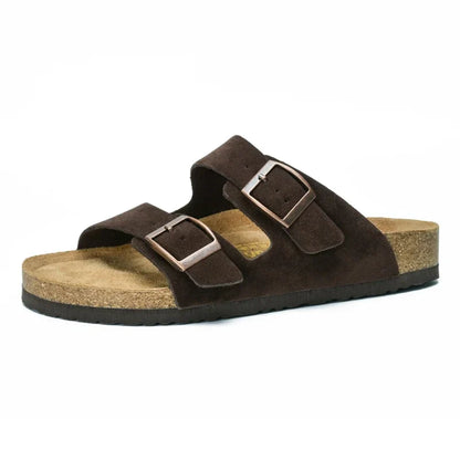 Claquette orthopédique homme double bride en liège - Blanc / 42