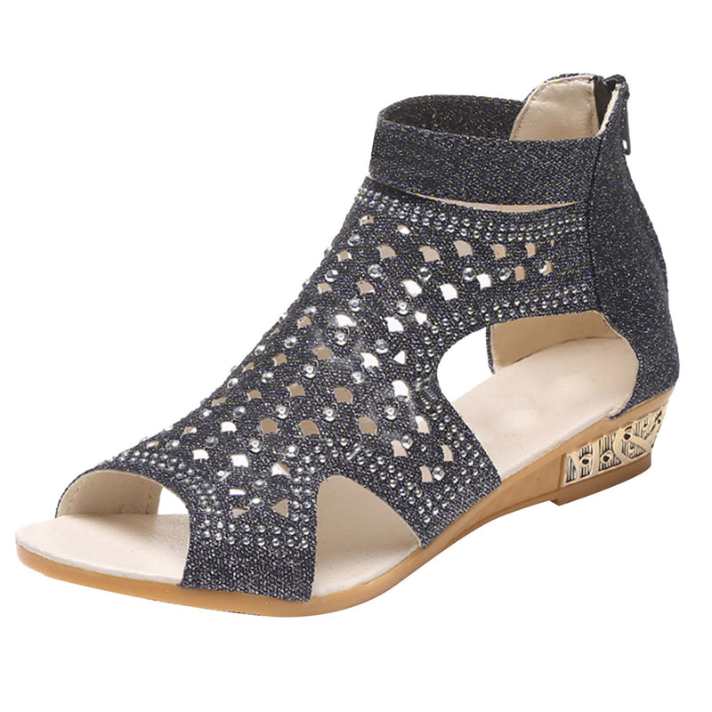 Low Heel Sandals with Rhinestones for Women - Zomax