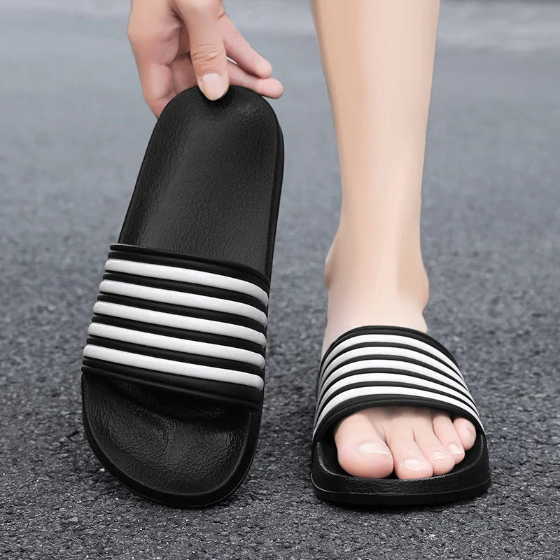 Claquette orthopédique homme style sportif à bandes - Noir / 40