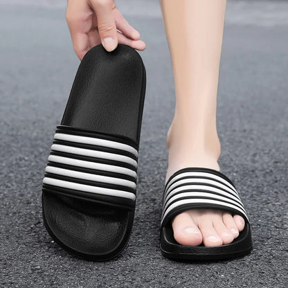 Claquette orthopédique homme style sportif à bandes - Noir / 40