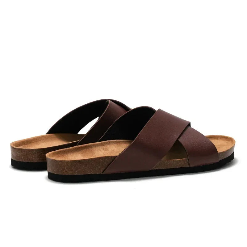 Claquette orthopédique homme à brides croisées confort - Camel / 39
