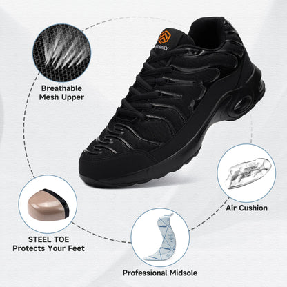 Chaussures de sécurité orthopédiques - Style Tn requin noir et confort opti - Noir / 47