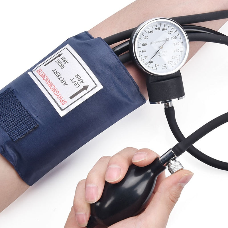 Manual arm blood pressure monitor, aneroid stethoscope