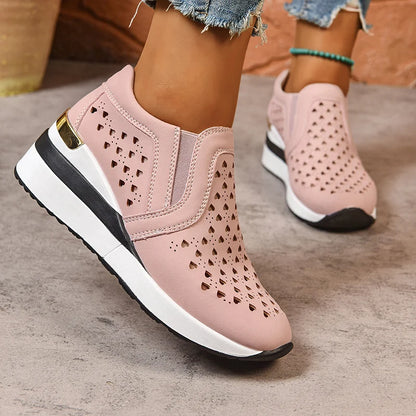 Basket orthopédique femme - Sneakers à semelle épaisse en cuir PU respirant