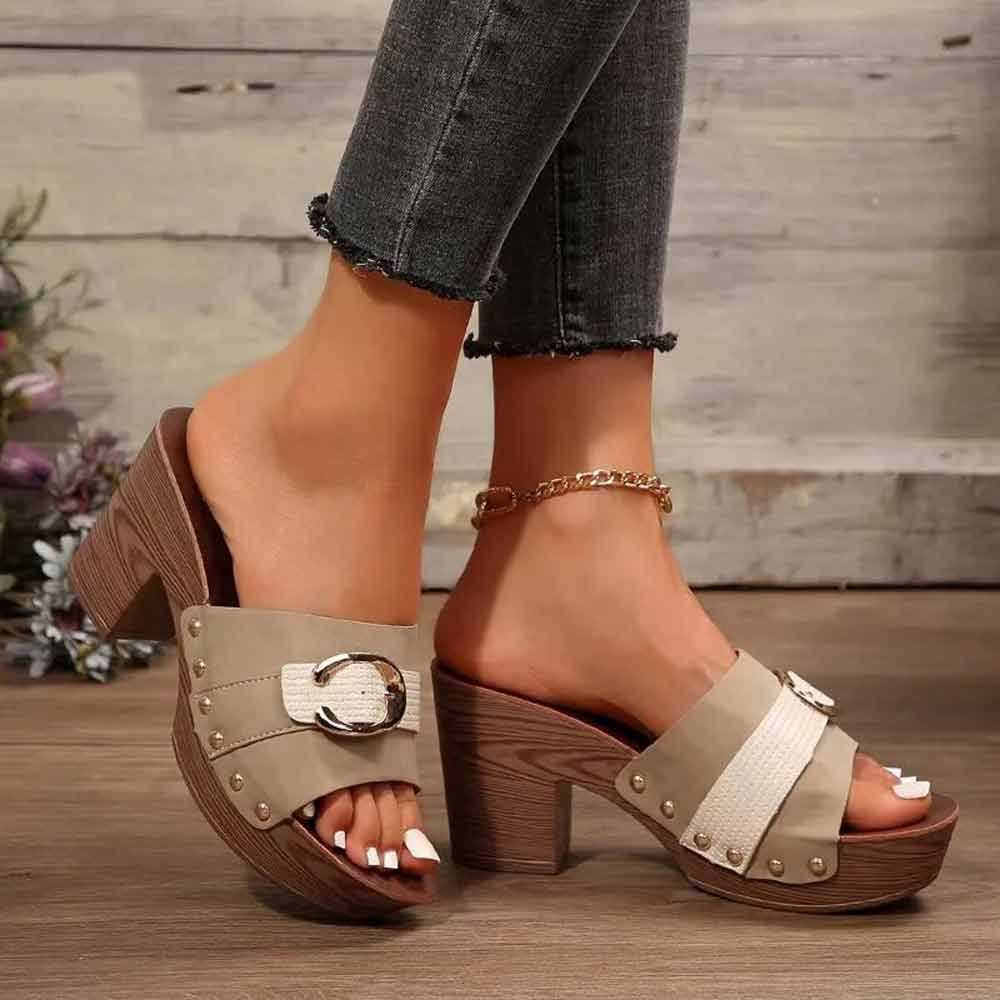 Sandale femme semelle bois - 36 / Bisque