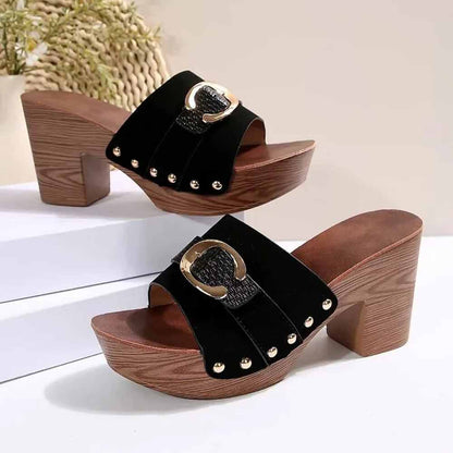 Sandale femme semelle bois - 36 / Noir