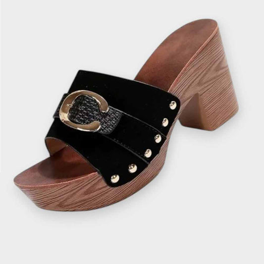 Sandale femme semelle bois - 35 / Noir