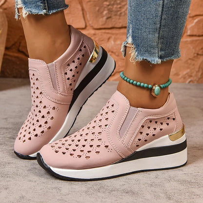 Basket orthopédique femme - Sneakers à semelle épaisse en cuir PU respirant