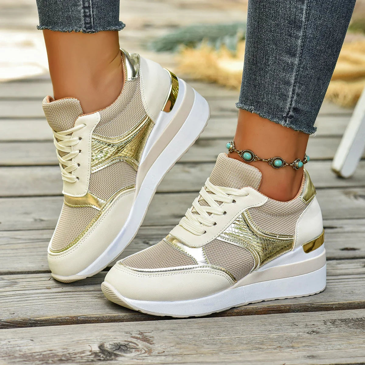 Basket orthopédique femme - Sneakers légères à lacets pour la marche