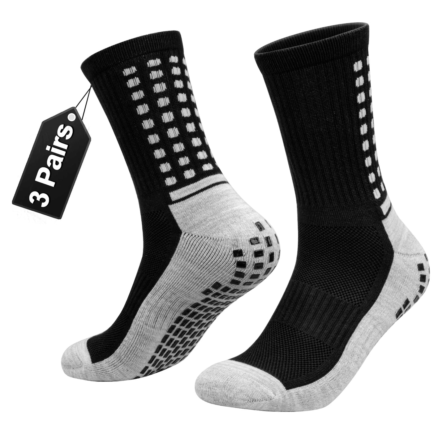 Chaussette chaussure de sécurité - Chaussettes antidérapantes pour hommes - 3 Paires Noir / L (37-41)EU