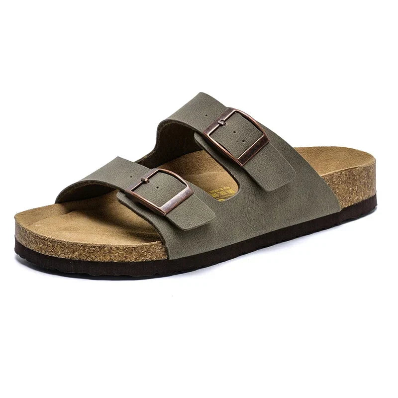 Claquette orthopédique homme double bride en liège - Blanc / 41