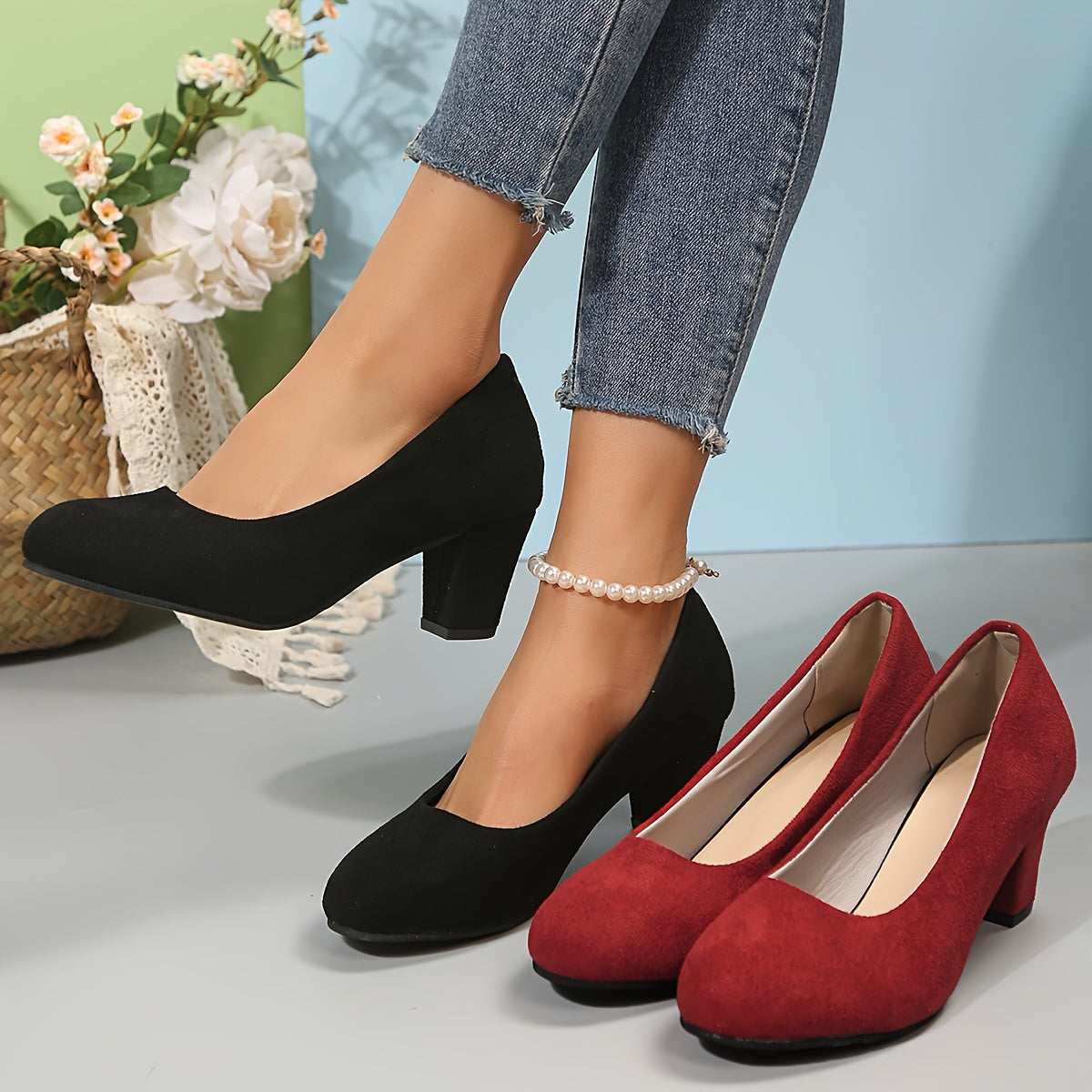 Laure™ – Escarpins à bout large et talon stable pour un confort sans douleur - Noir / 35