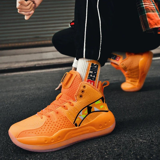 Basket orange homme