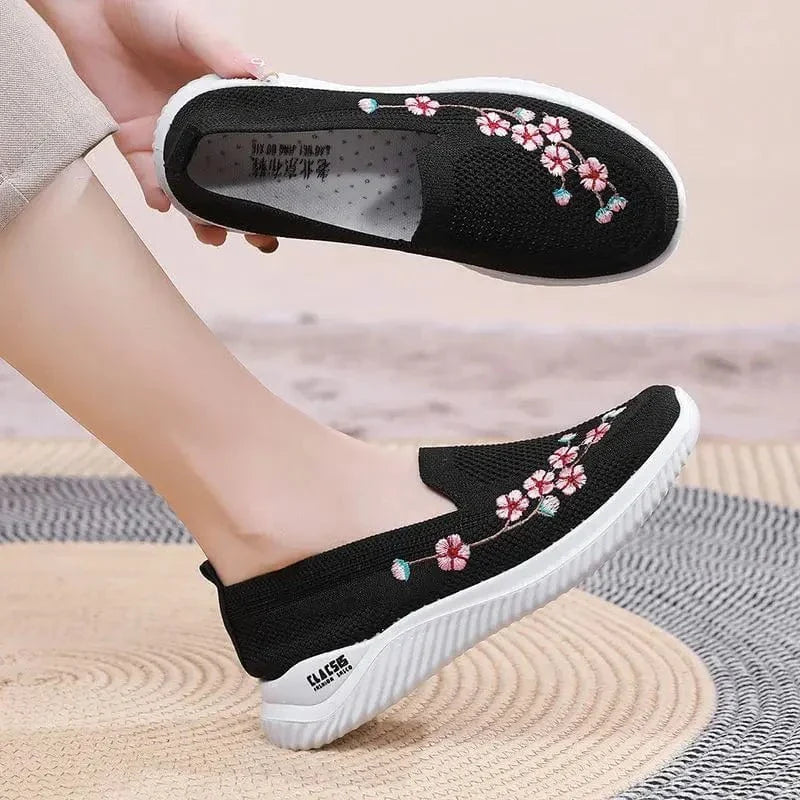 Basket Orthopédique Homme et Femme à Motif Floral - Noir / 36