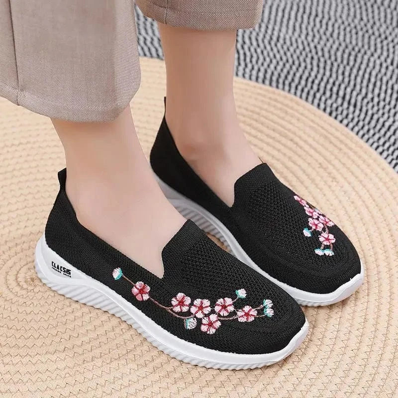 Basket Orthopédique Homme et Femme à Motif Floral - Noir / 35