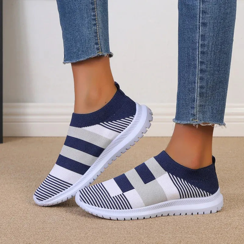 Basket Orthopédique Homme et Femme au Design Géométrique - Bleu / 41