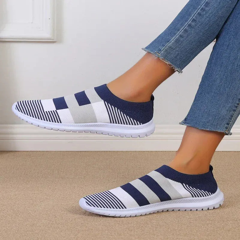 Basket Orthopédique Homme et Femme au Design Géométrique - Bleu / 36