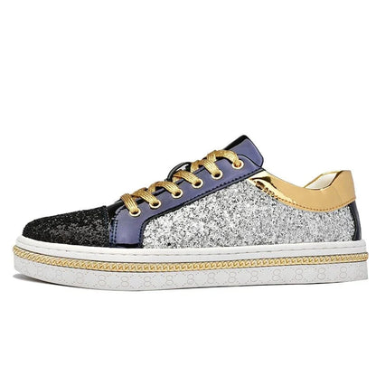 Basket Orthopédique Homme Et Femme Moderne À Strass - Doré et bleu / 44