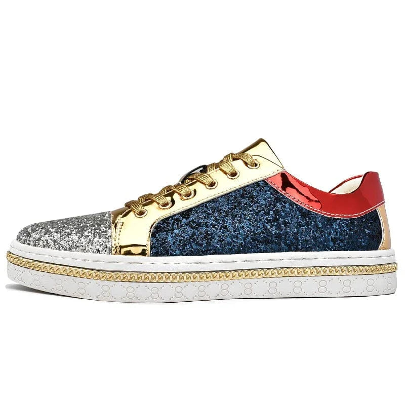 Basket Orthopédique Homme Et Femme Moderne À Strass - Doré et bleu / 43