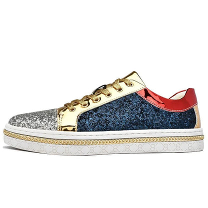 Basket Orthopédique Homme Et Femme Moderne À Strass - Doré et bleu / 43