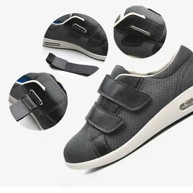 Basket Orthopédique Respirante Et Design À Scratch - Maille gris clair / 39