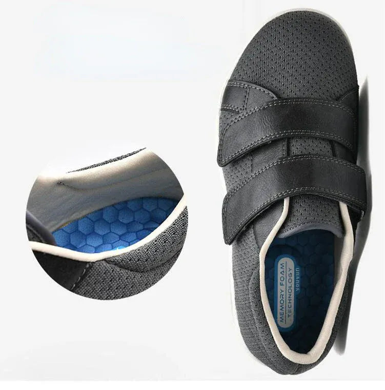 Basket Orthopédique Respirante Et Design À Scratch - Maille gris clair / 38