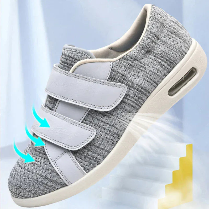 Basket Orthopédique Respirante Et Design À Scratch - Maille gris clair / 37