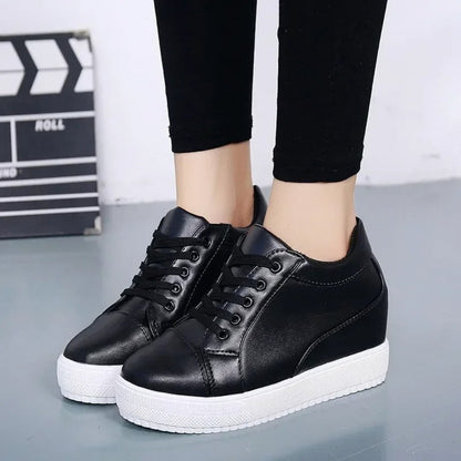 Basket femme compensée blanc - 34 / Noir