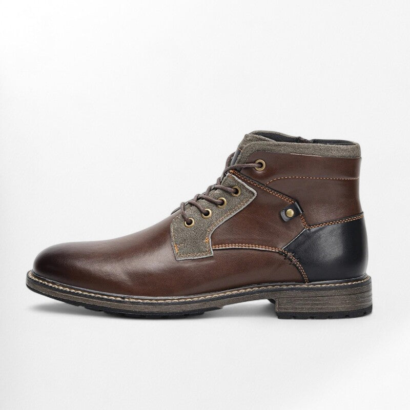 Bottines en cuir marron pour homme - 42 / Black