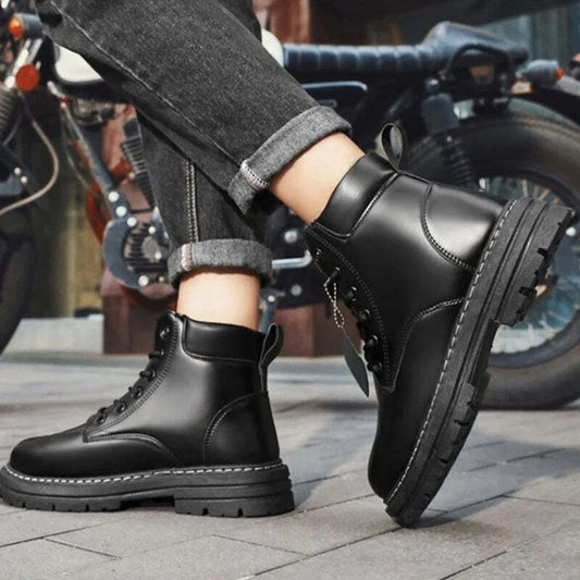 Bottines en cuir noir pour homme
