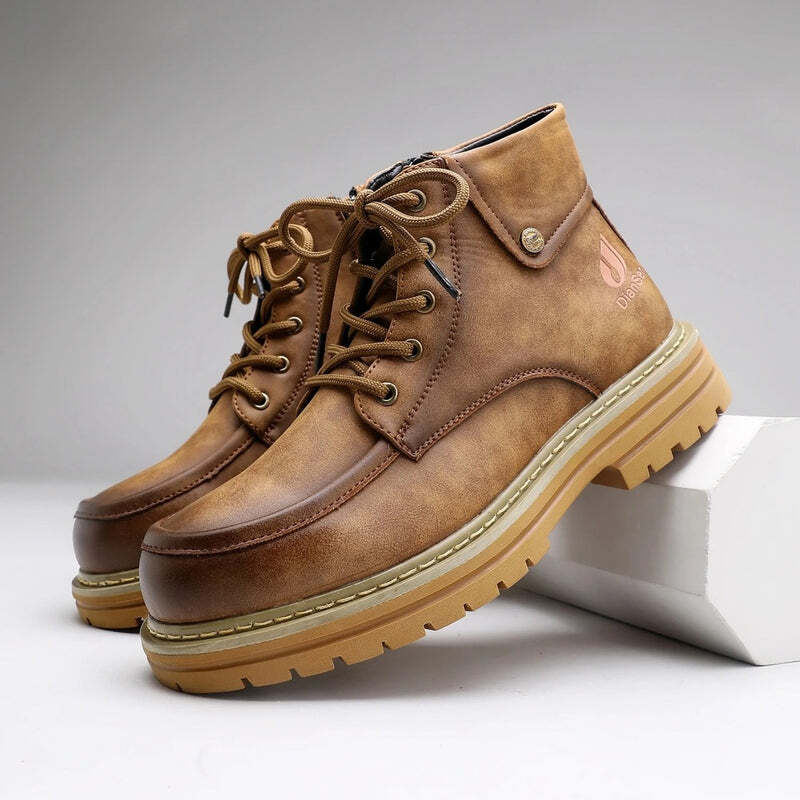 Bottines orthopédiques en cuir marron