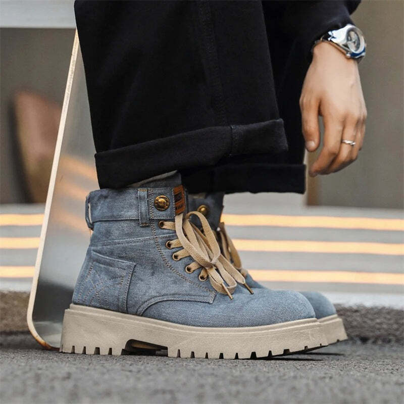 Bottines bleues effet jean - Image 14
