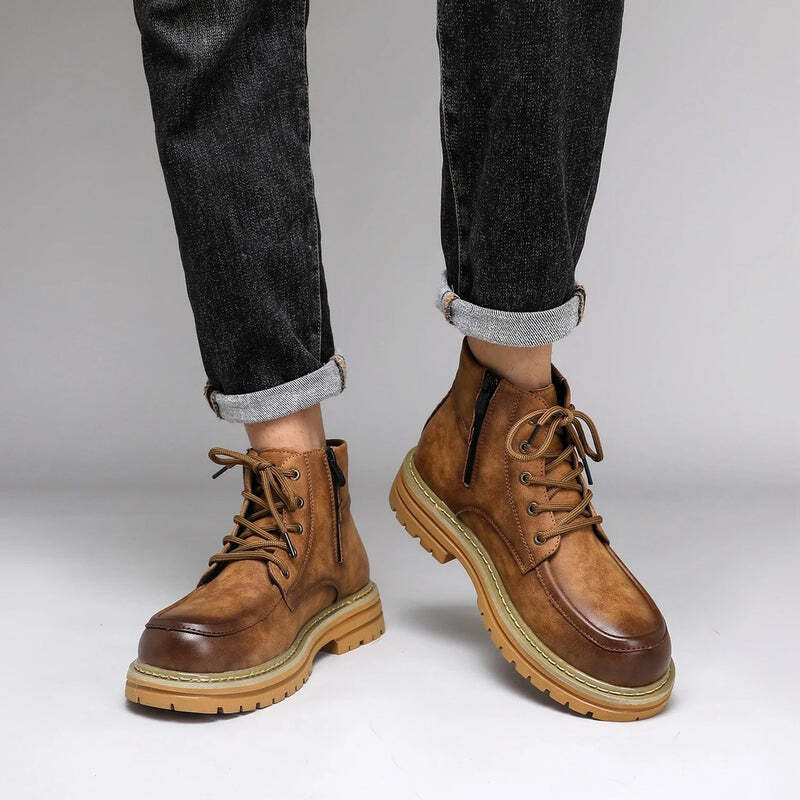Bottines orthopédiques en cuir marron - 45 / Chocolate