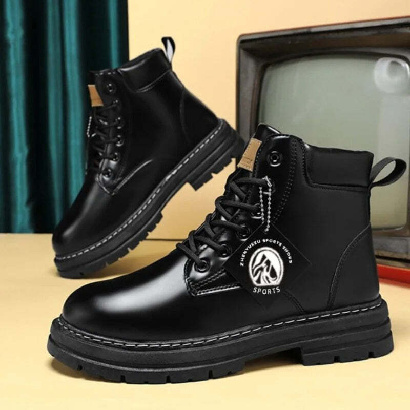 Bottines en cuir noir pour homme - 39 / Silver