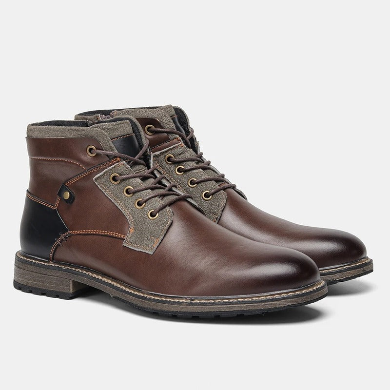 Bottines en cuir marron pour homme - 40 / Black