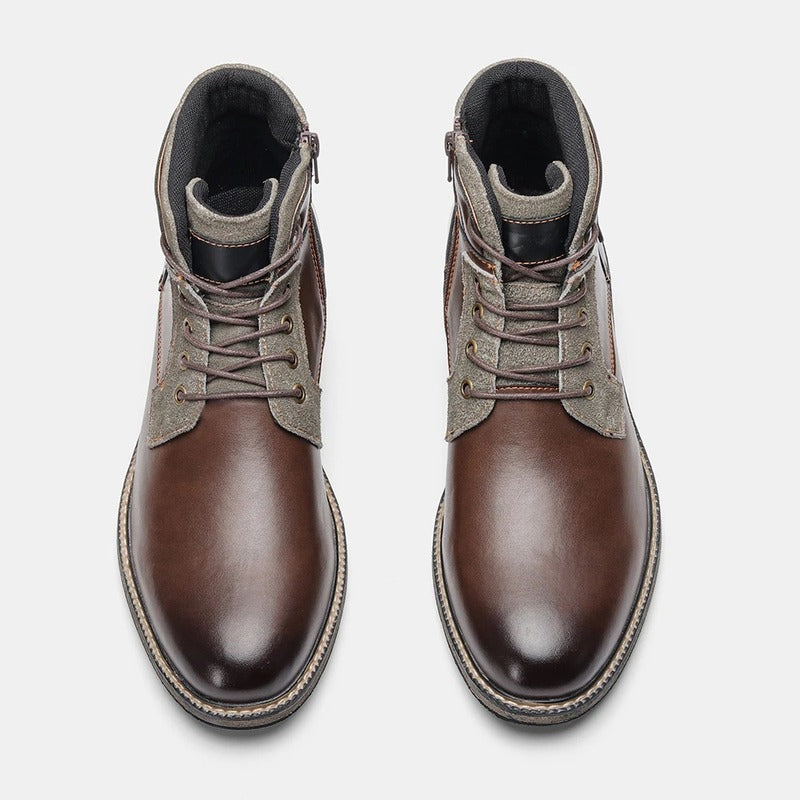 Bottines en cuir marron pour homme - 41 / Black