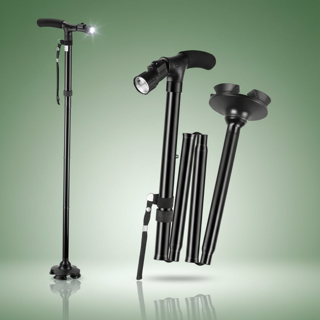 Canne Orthopédique à Quatre Pieds avec Lampe LED sur la Poignée - Default Title