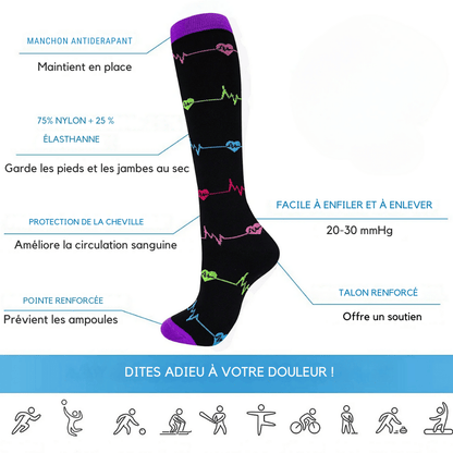 Chaussette Orthopédique Femme Montante à Pression Élastique - Cœurs 2