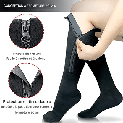 Chaussette Orthopédique Femme Montante avec Fermeture Éclair - Chair / L-XL