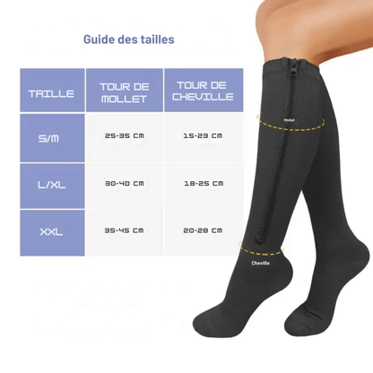 Chaussette Orthopédique Femme Montante avec Fermeture Éclair - Chair / XXL